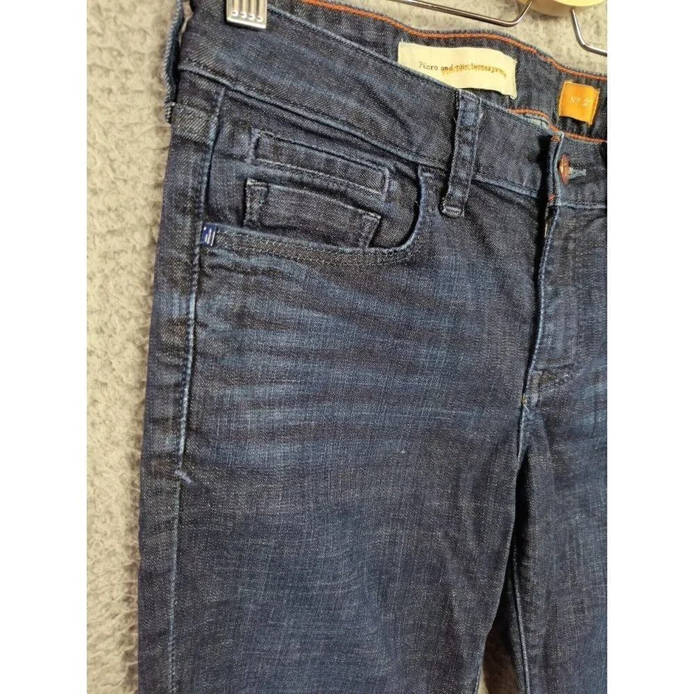 Pilcro Stet‎ Mid-Rise Slit Hem Skinny Stretch Jeans Medium Wash Blue Size 27